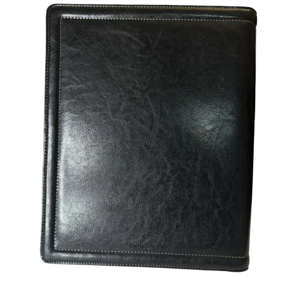 Samsonite Black Leather iPad Folio Organizer With Zipper Closure & Document Pock